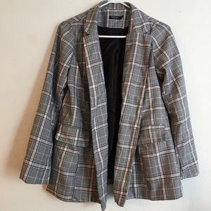 Nastygal Nobody’s Business Gray Plaid Blazer